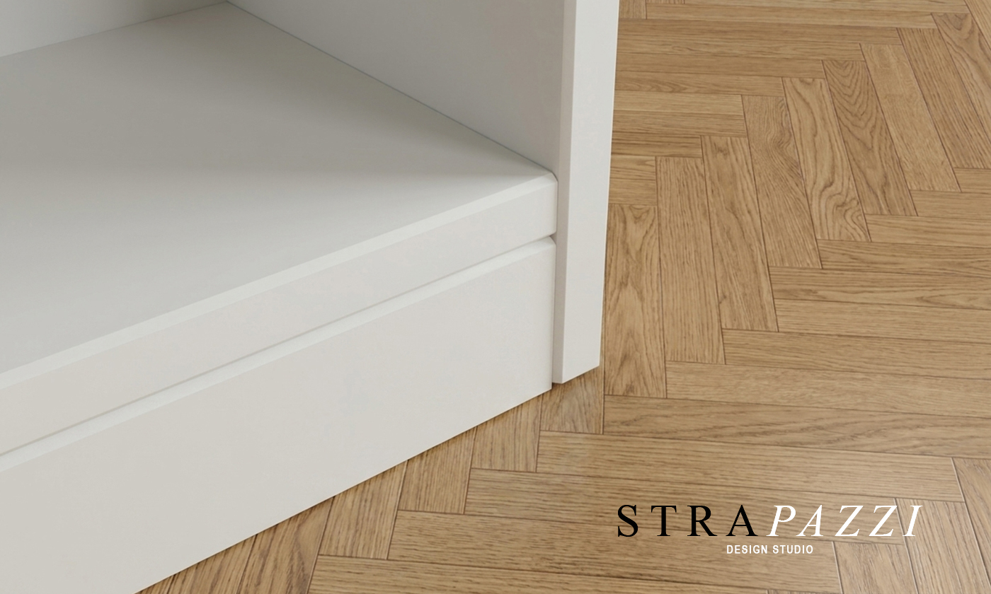 Kick plate flush with the cabinet sides