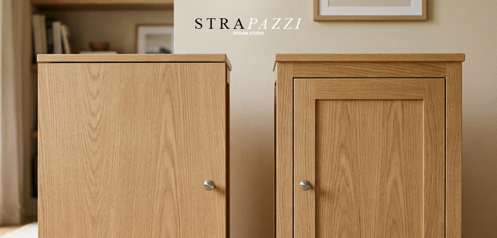Comparison between a full overlay door and an inset door