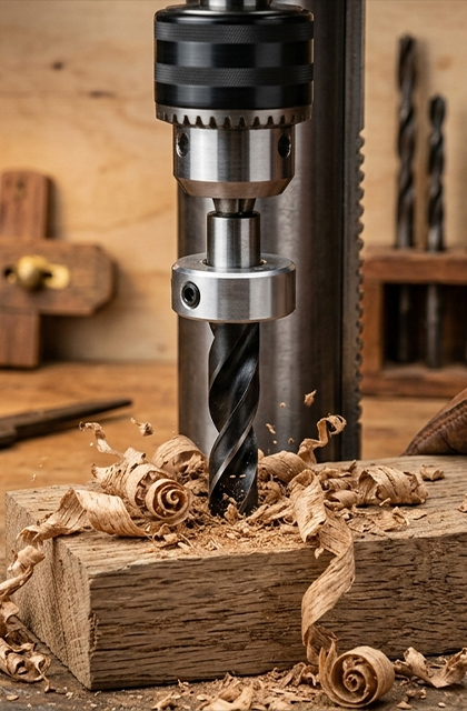 Depth-stop collar on a drill bit to limit drilling depth