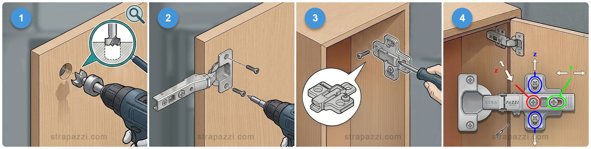 Drilling and fitting a cup hinge