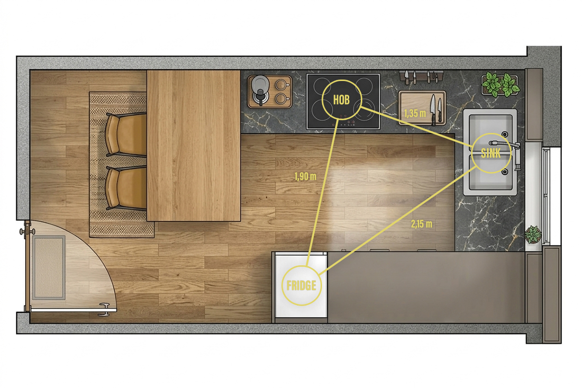 Triangolo di lavoro su planimetria